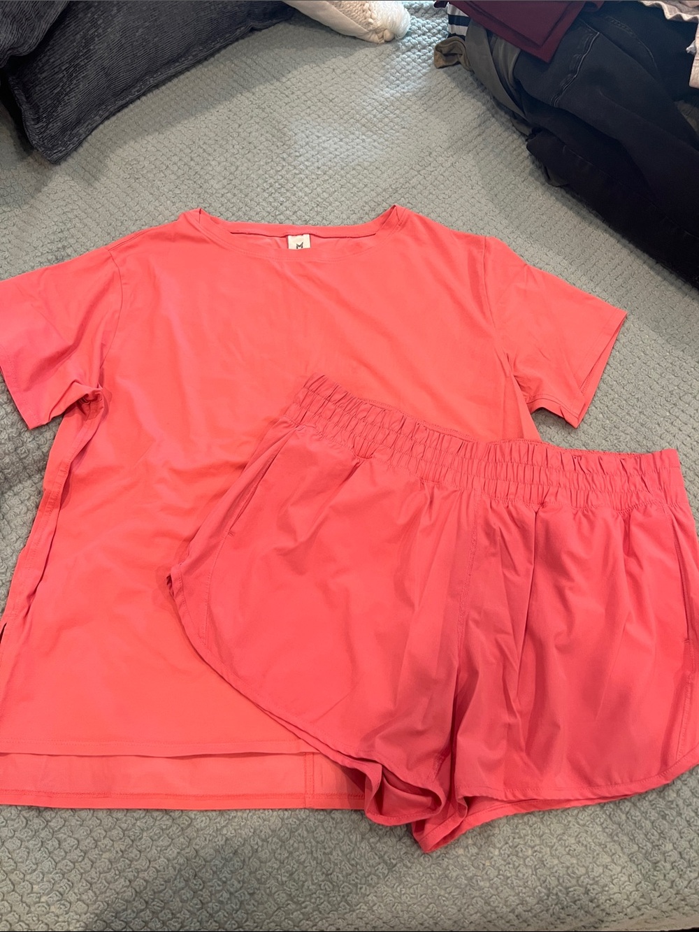 Women's Coral Pink Tee & Short Set
